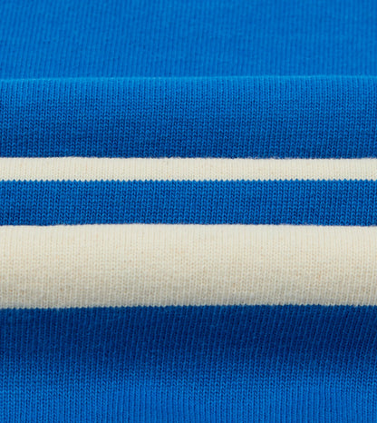 Drake's Blue and Antique White Stripe Cotton Raglan Sweatshirt