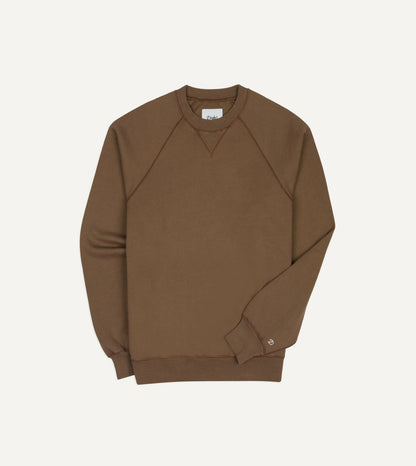 Drake's Brown Cotton-Hemp Raglan Sweatshirt