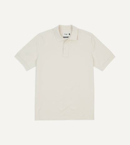 Drake's Ecru Piqué Cotton Polo Shirt