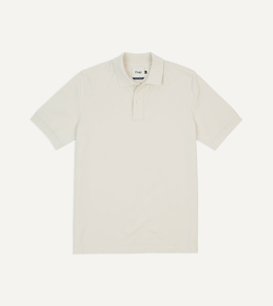 Drake's Ecru Piqué Cotton Polo Shirt