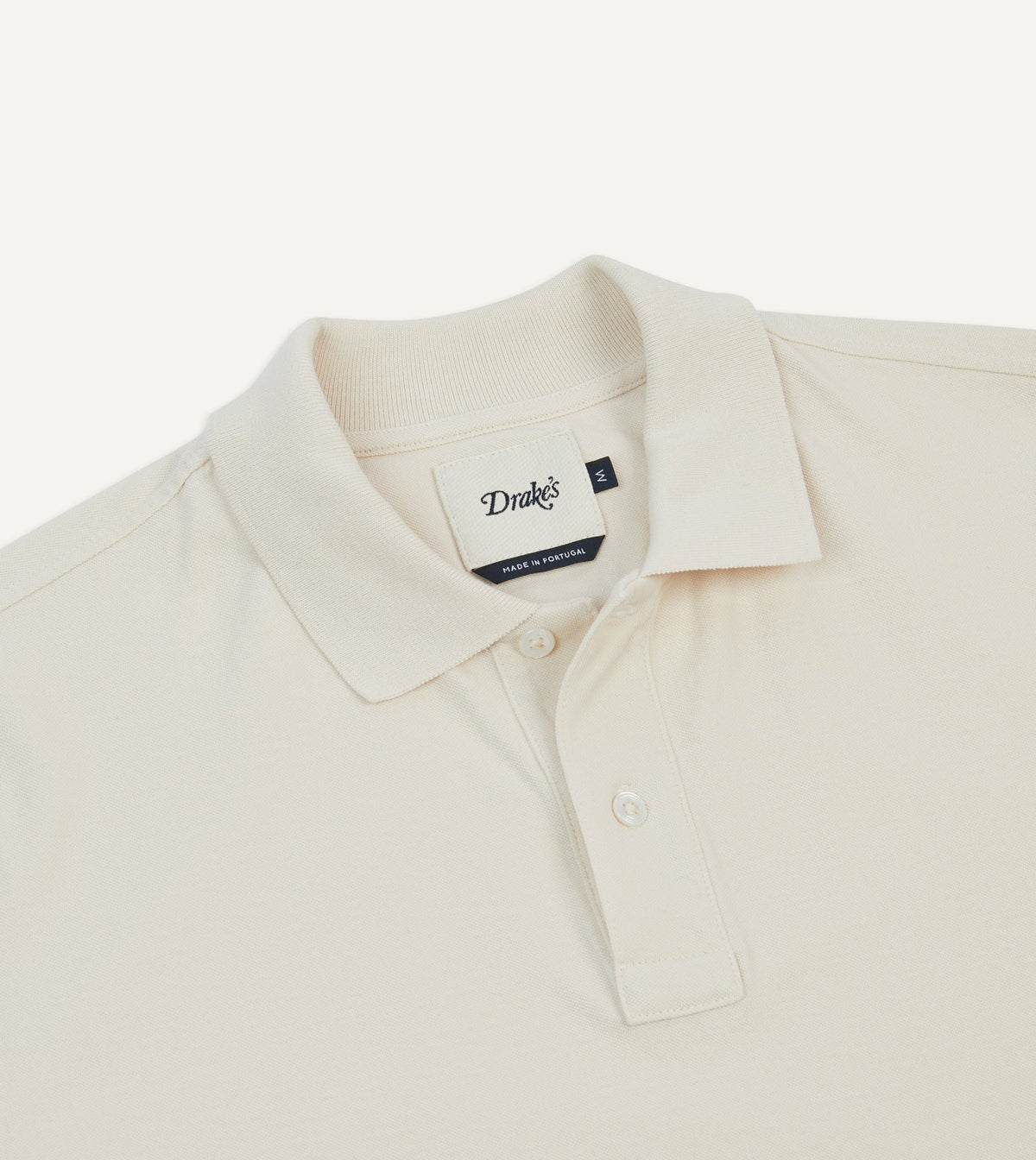 Drake's Ecru Piqué Cotton Polo Shirt