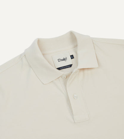 Drake's Ecru Piqué Cotton Polo Shirt