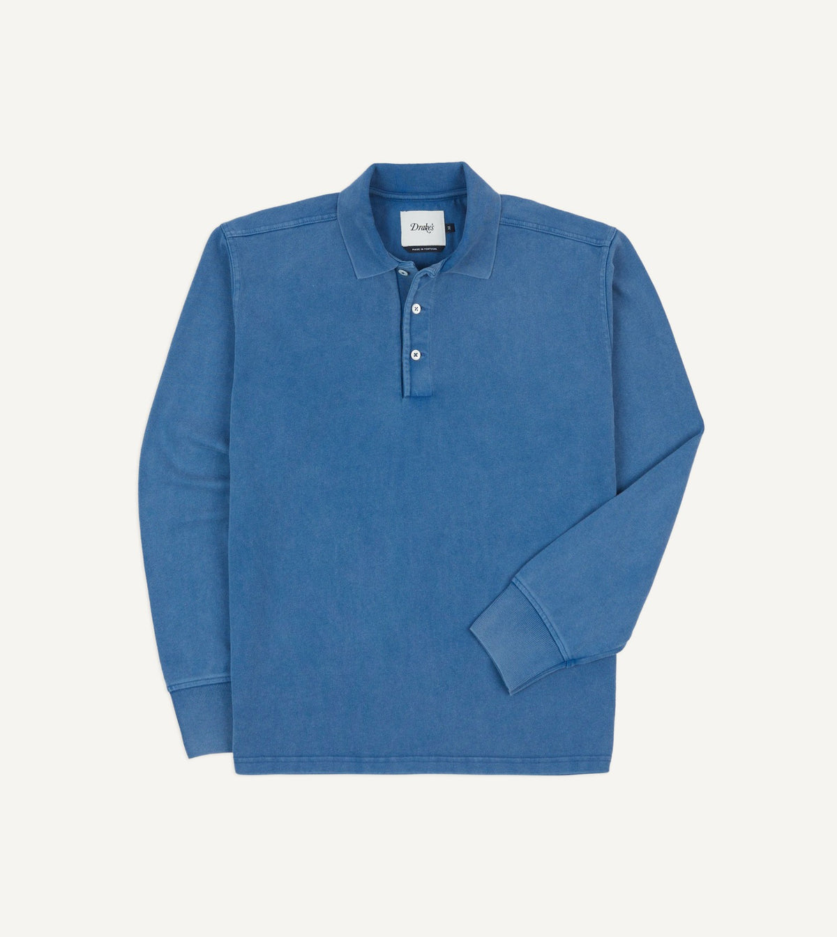 Drake's Indigo Cotton Jersey Long-Sleeve Polo Shirt