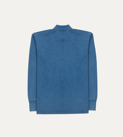 Drake's Indigo Cotton Jersey Long-Sleeve Polo Shirt