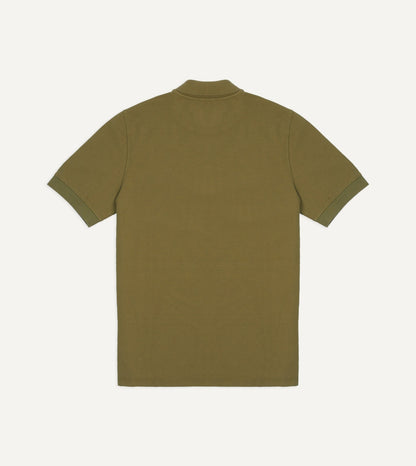 Drake's Khaki Piqué Cotton Polo Shirt