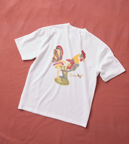 Drake's White 'Cockerel' Print Short-Sleeve Hiking T-Shirt