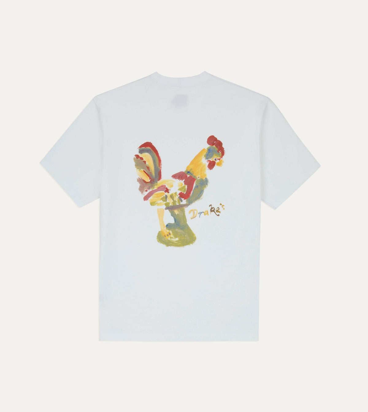 Drake's White 'Cockerel' Print Short-Sleeve Hiking T-Shirt
