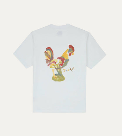 Drake's White 'Cockerel' Print Short-Sleeve Hiking T-Shirt