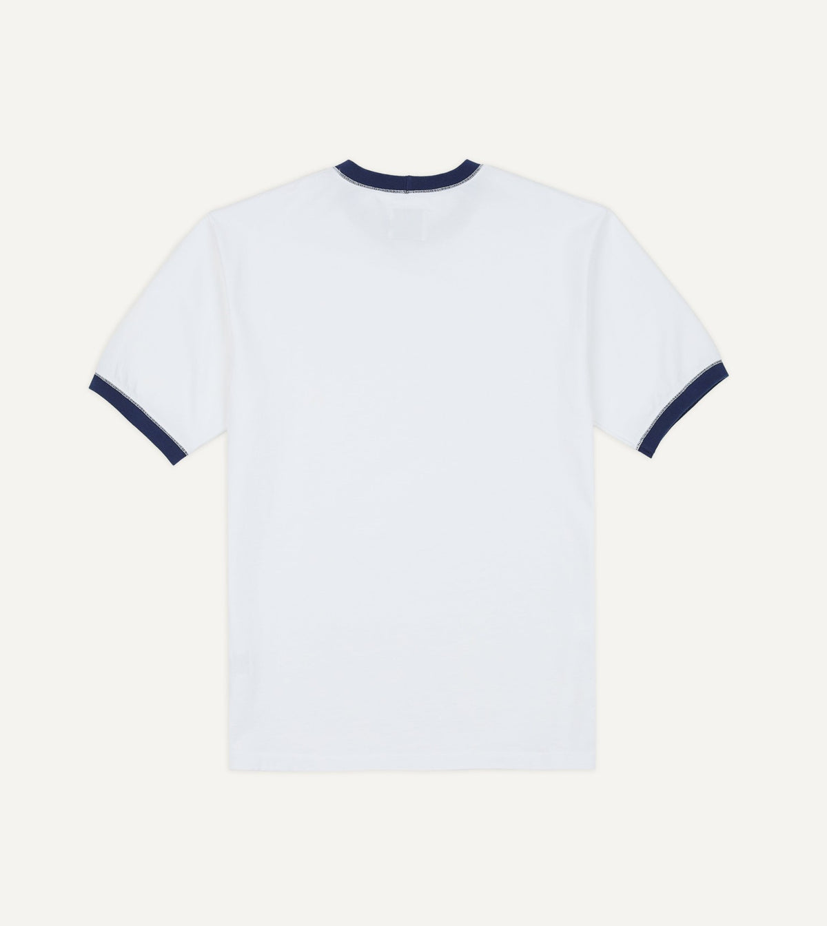 Drake's White and Navy Tipped Ringer T-Shirt