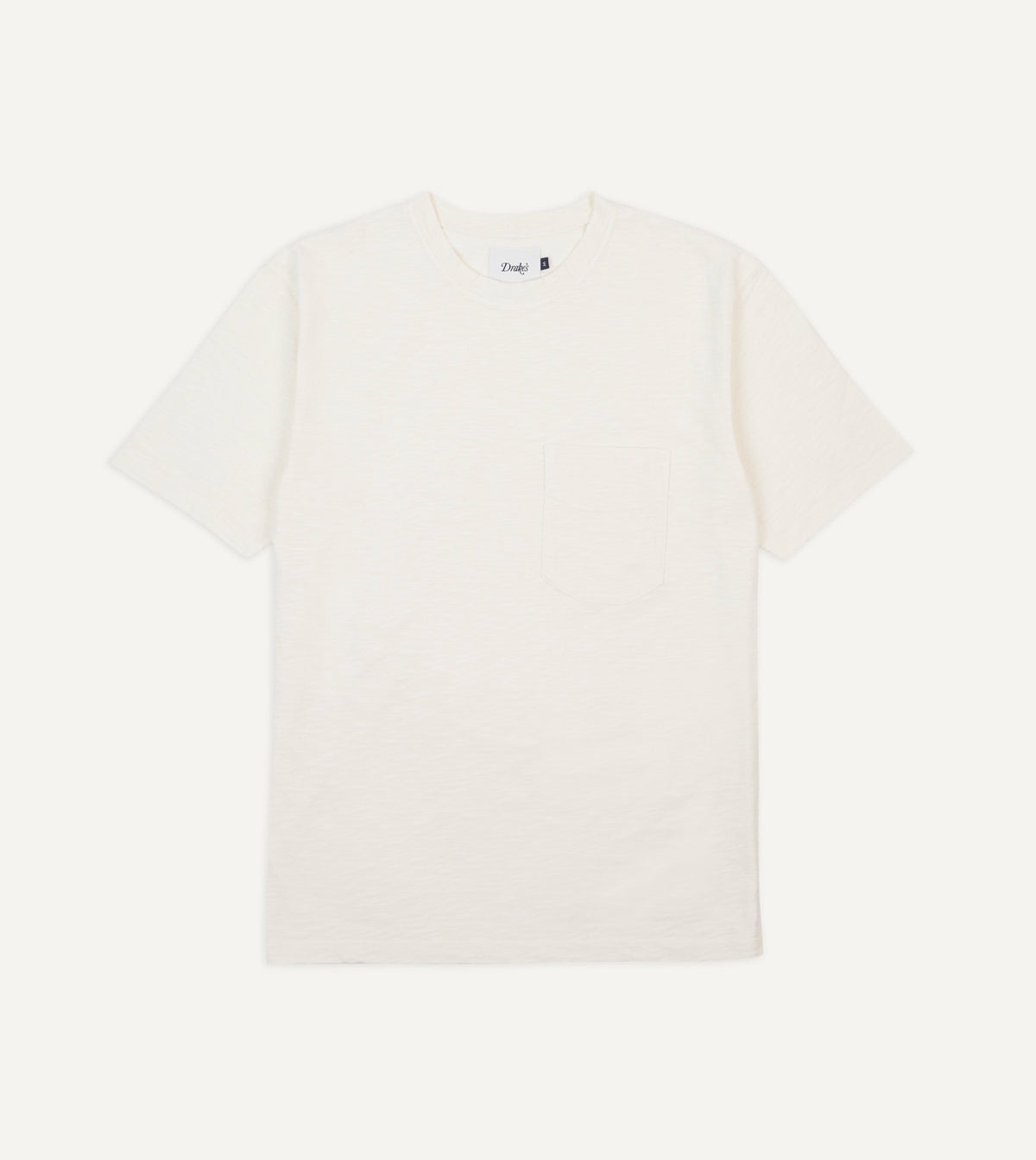 Drake's Antique White Flamé Cotton Crew Neck Hiking T-Shirt