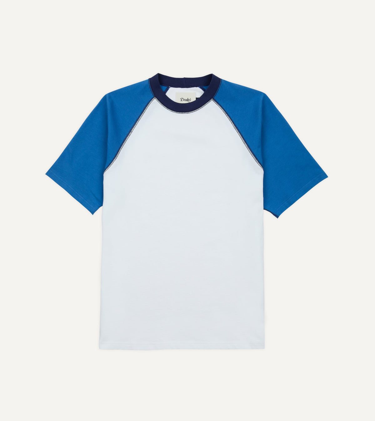 Drake's White and Blue Raglan Sleeve Hiking T-Shirt
