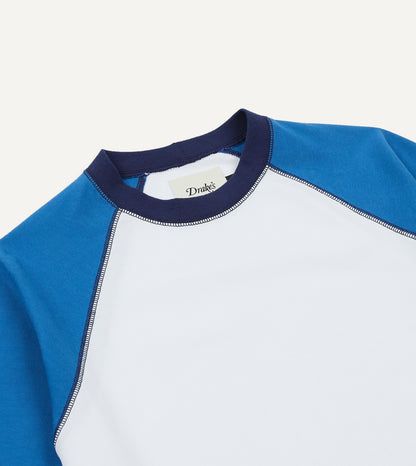 Drake's White and Blue Raglan Sleeve Hiking T-Shirt