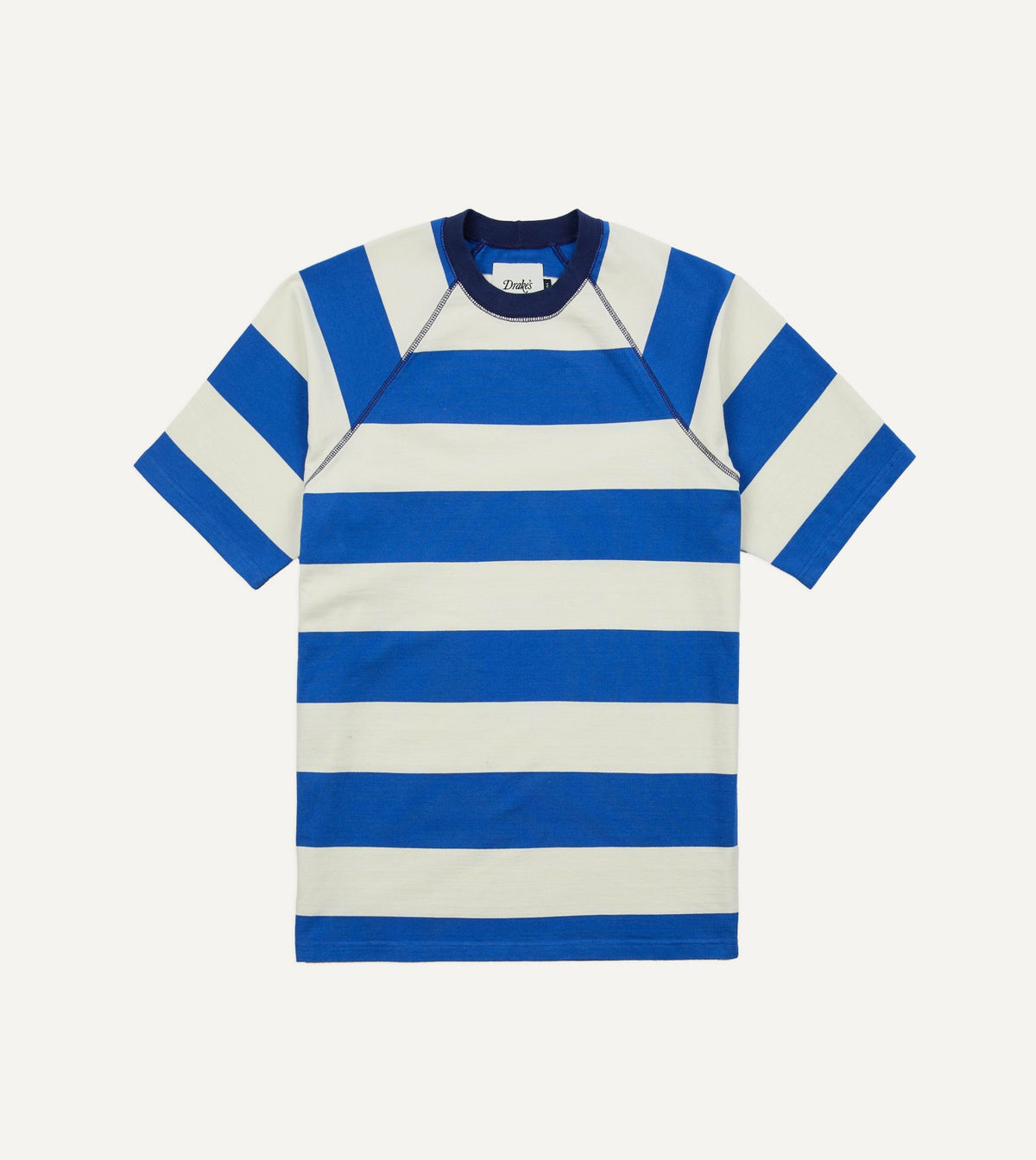 Drake's Blue and White Stripe Raglan Sleeve Hiking T-Shirt