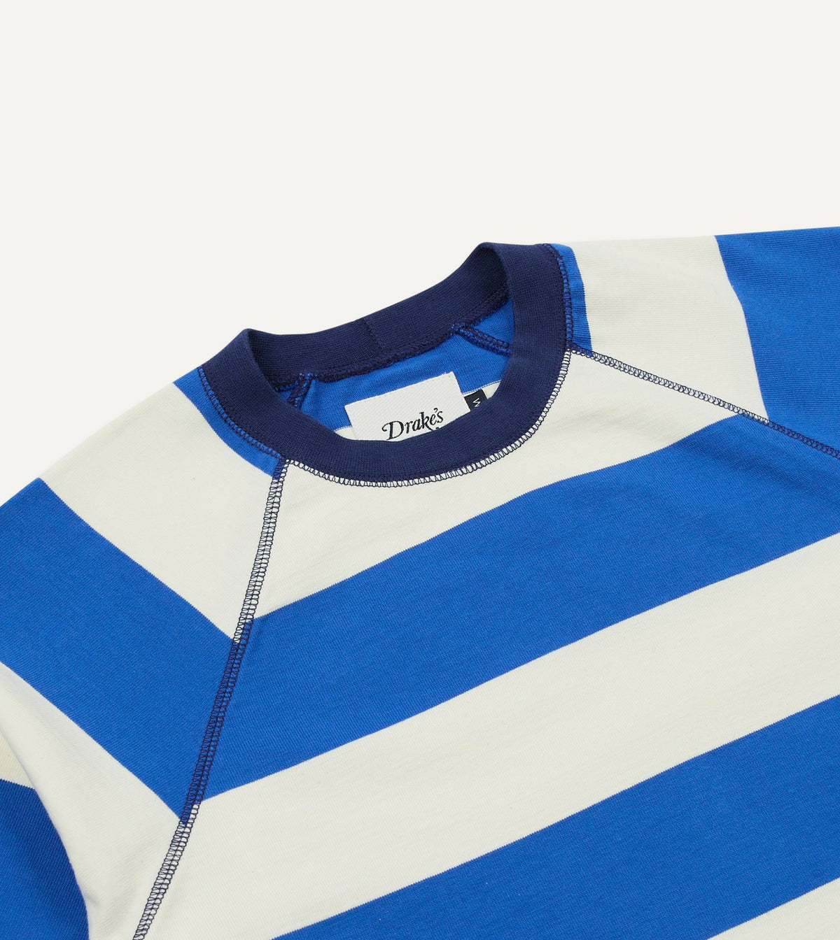 Drake's Blue and White Stripe Raglan Sleeve Hiking T-Shirt