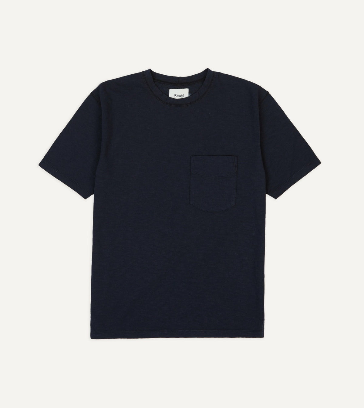 Drake's Navy Flamé Cotton Crew Neck Hiking T-Shirt