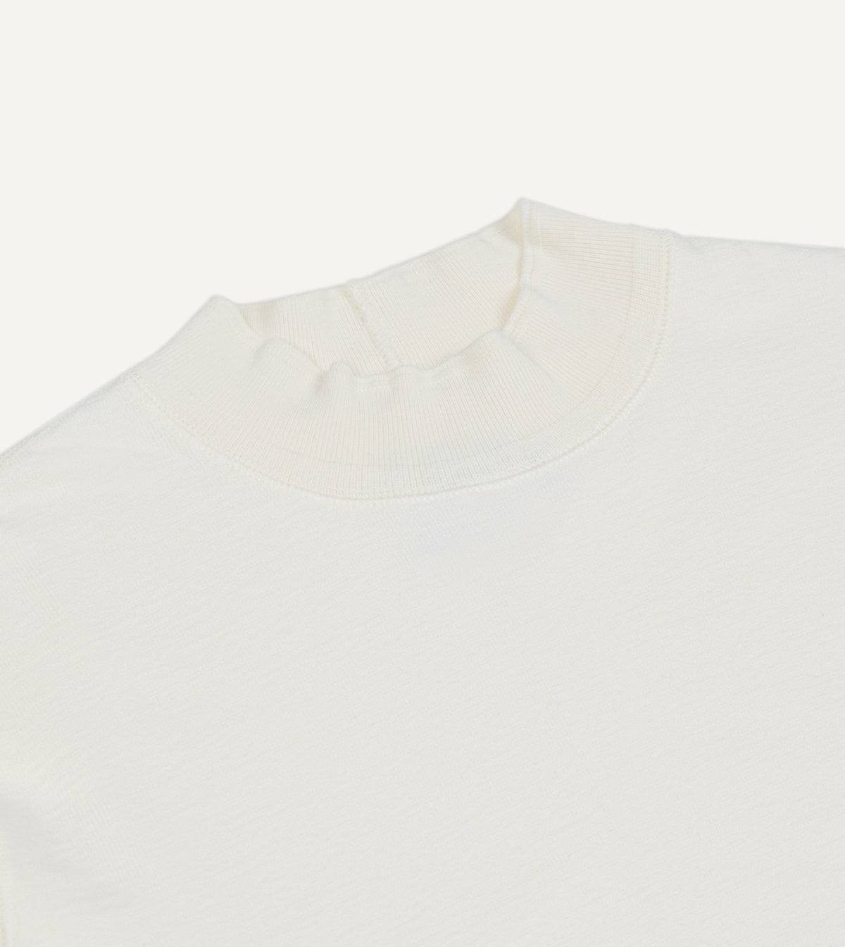 Drake's Antique White Cotton Long-Sleeve Mock Neck Hiking T-Shirt