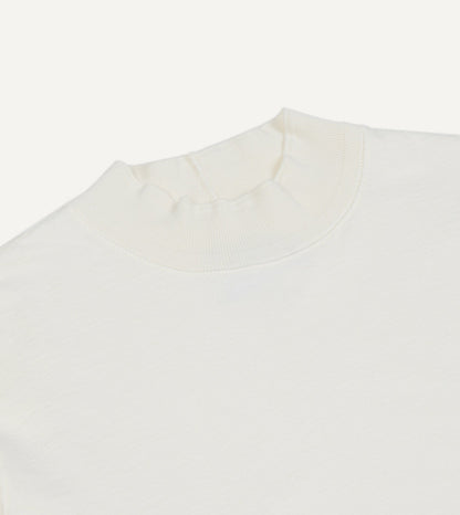 Drake's Antique White Cotton Long-Sleeve Mock Neck Hiking T-Shirt