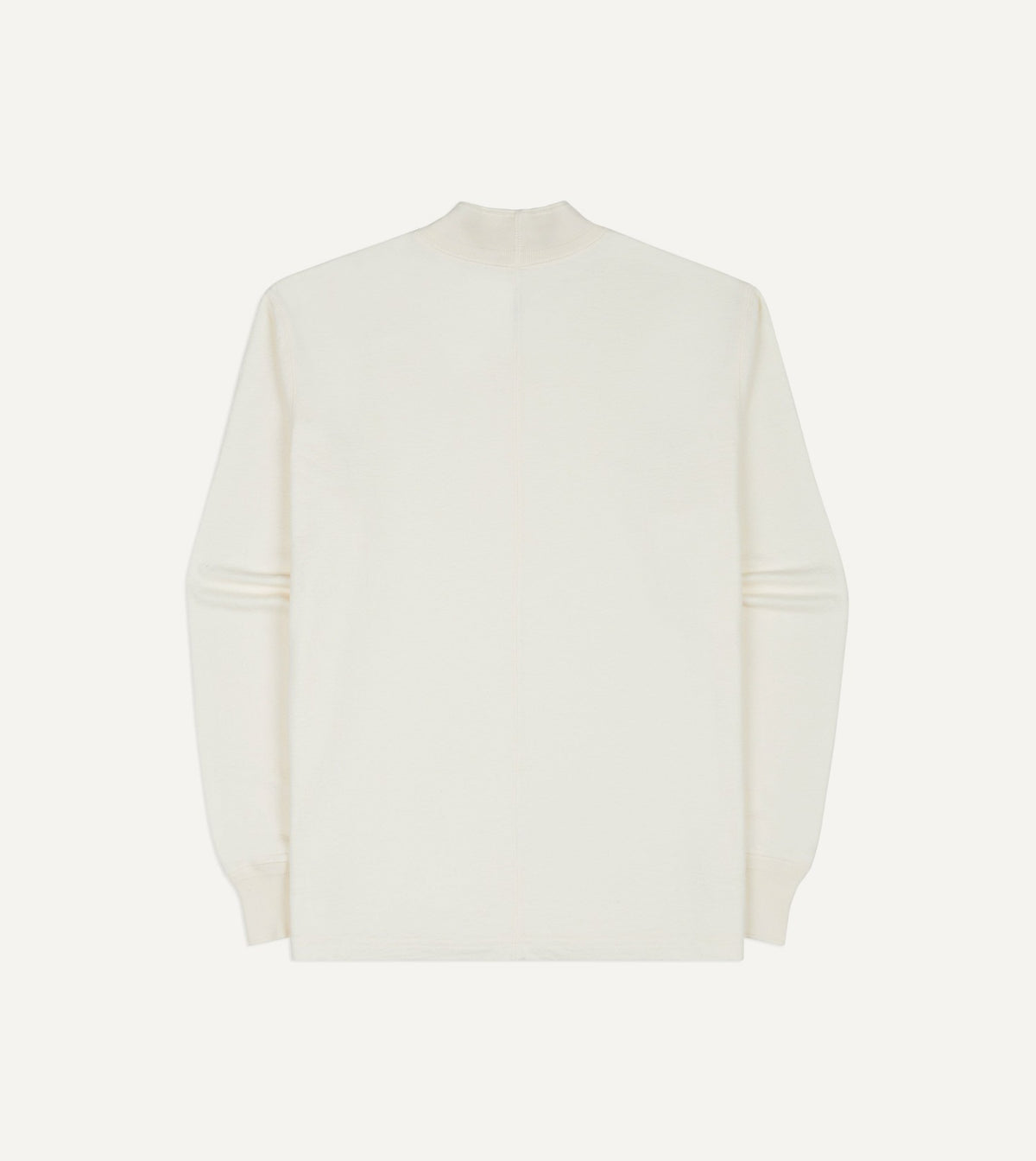 Drake's Antique White Cotton Long-Sleeve Mock Neck Hiking T-Shirt