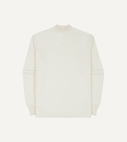 Drake's Antique White Cotton Long-Sleeve Mock Neck Hiking T-Shirt