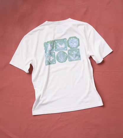 Drake's Antique White 'Tile' Print Short-Sleeve Hiking T-Shirt