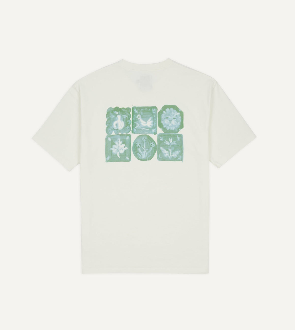 Drake's Antique White 'Tile' Print Short-Sleeve Hiking T-Shirt