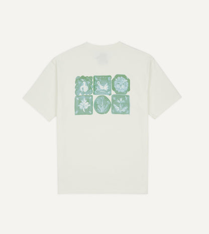 Drake's Antique White 'Tile' Print Short-Sleeve Hiking T-Shirt