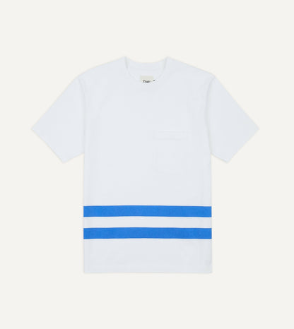 Drake's White Printed Stripe Hiking T-Shirt