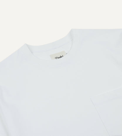 Drake's White Printed Stripe Hiking T-Shirt
