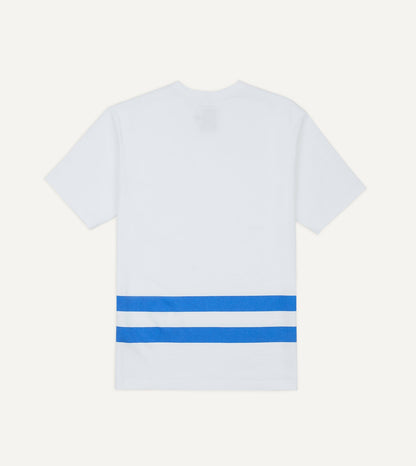 Drake's White Printed Stripe Hiking T-Shirt