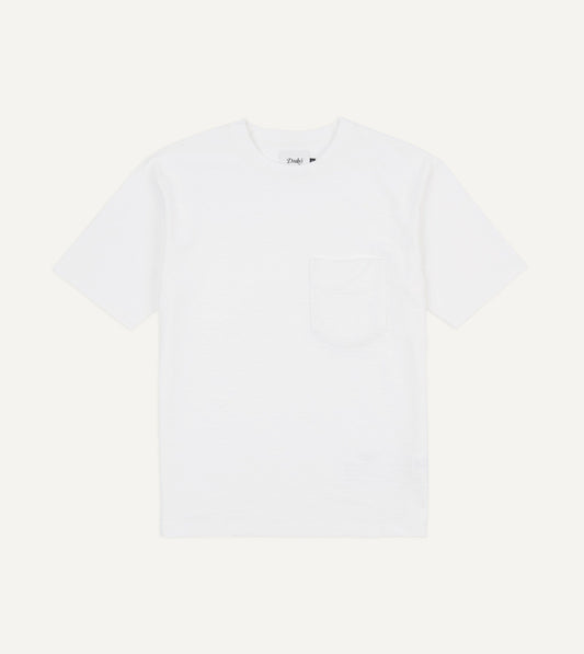 Drake's White Flamé Cotton Crew Neck Hiking T-Shirt