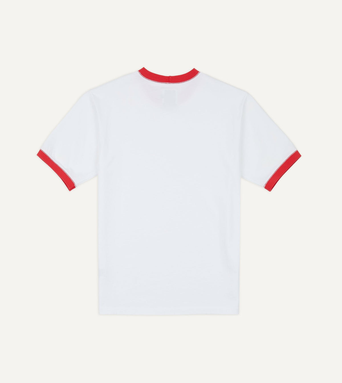 Drake's White and Red Tipped Ringer T-Shirt