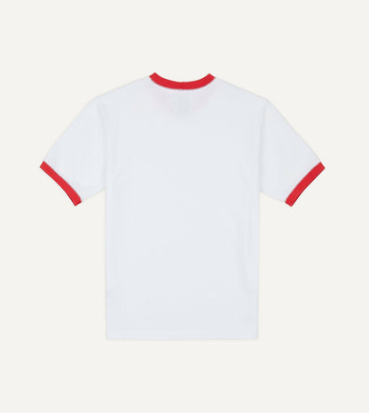 Drake's White and Red Tipped Ringer T-Shirt