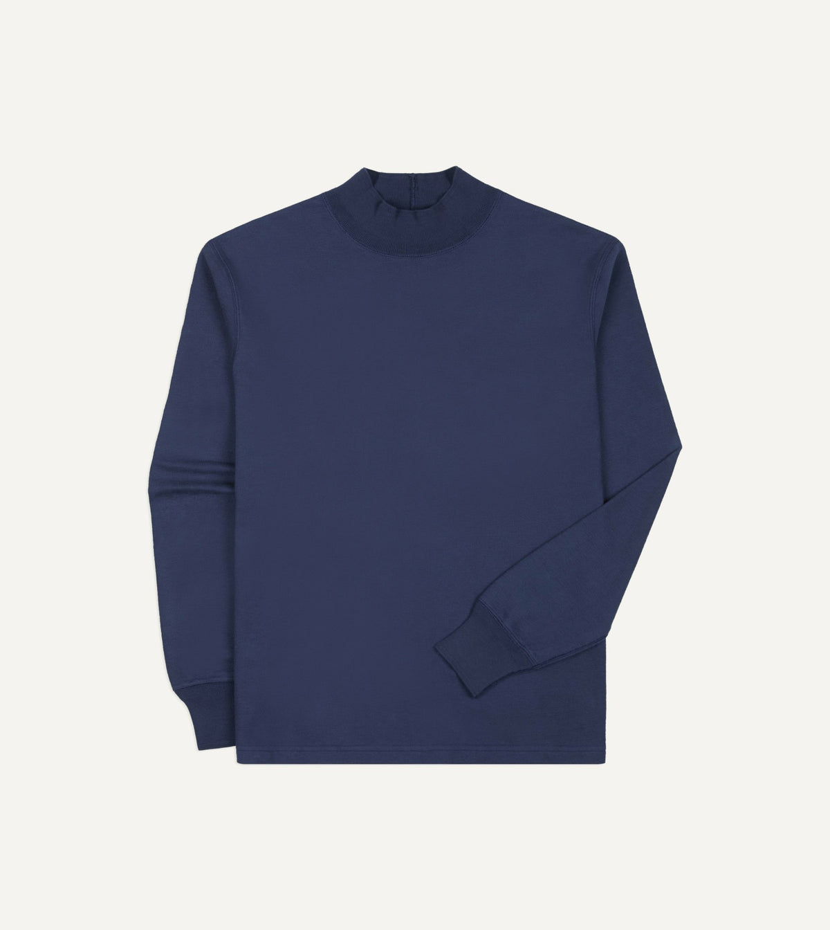 Drake's Navy Cotton Long-Sleeve Mock Neck Hiking T-Shirt
