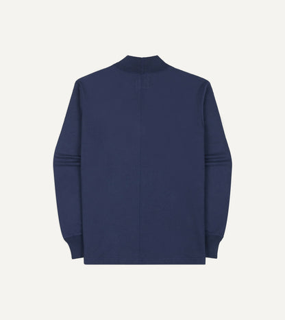 Drake's Navy Cotton Long-Sleeve Mock Neck Hiking T-Shirt