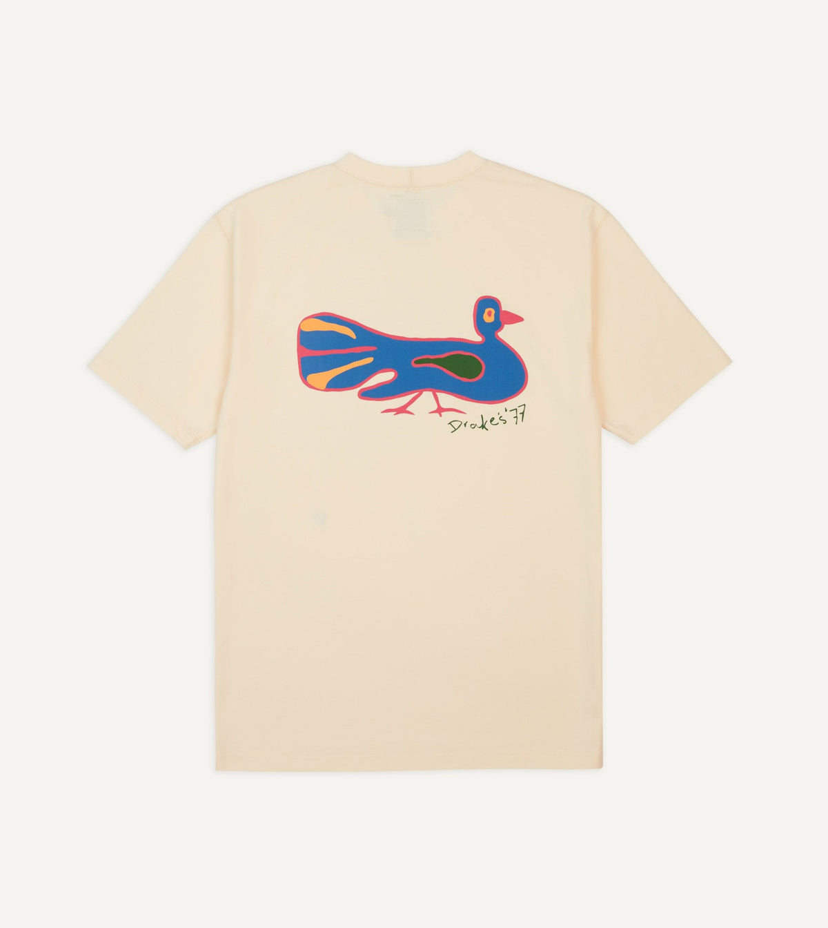 Drake's Antique White Peacock Print Short-Sleeve Hiking T-Shirt
