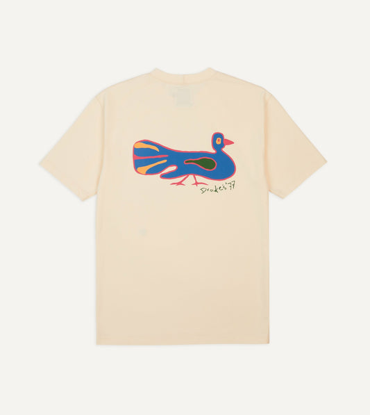 Drake's Antique White Peacock Print Short-Sleeve Hiking T-Shirt