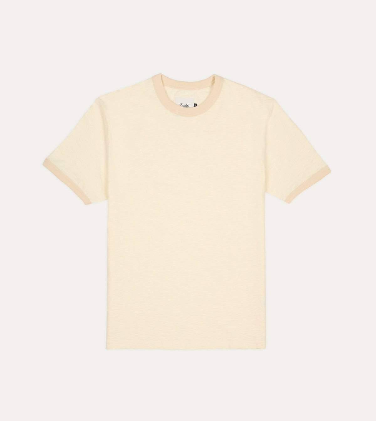 Drake's Ecru Tonal Ringer T-Shirt