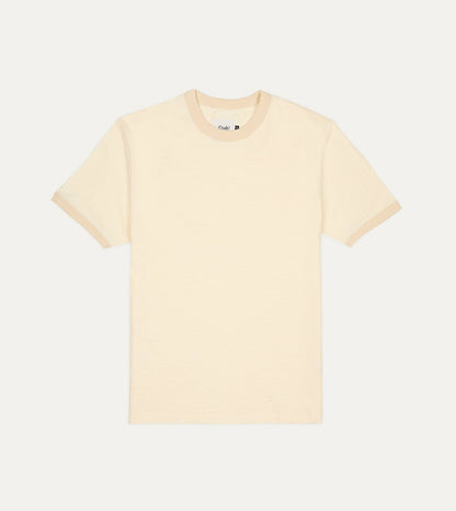 Drake's Ecru Tonal Ringer T-Shirt