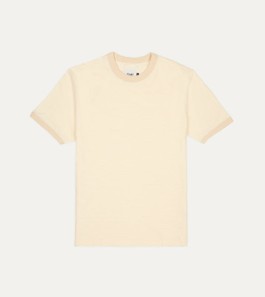 Drake's Ecru Tonal Ringer T-Shirt