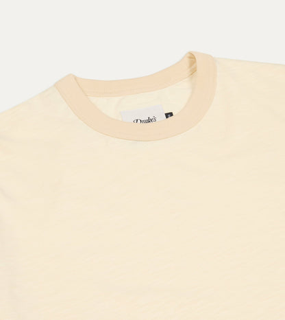 Drake's Ecru Tonal Ringer T-Shirt