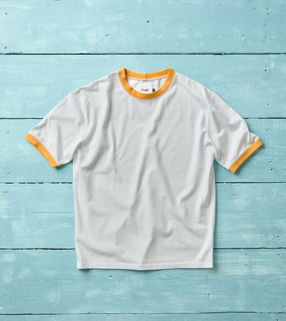 Drake's White and Yellow Tipped Ringer T-Shirt