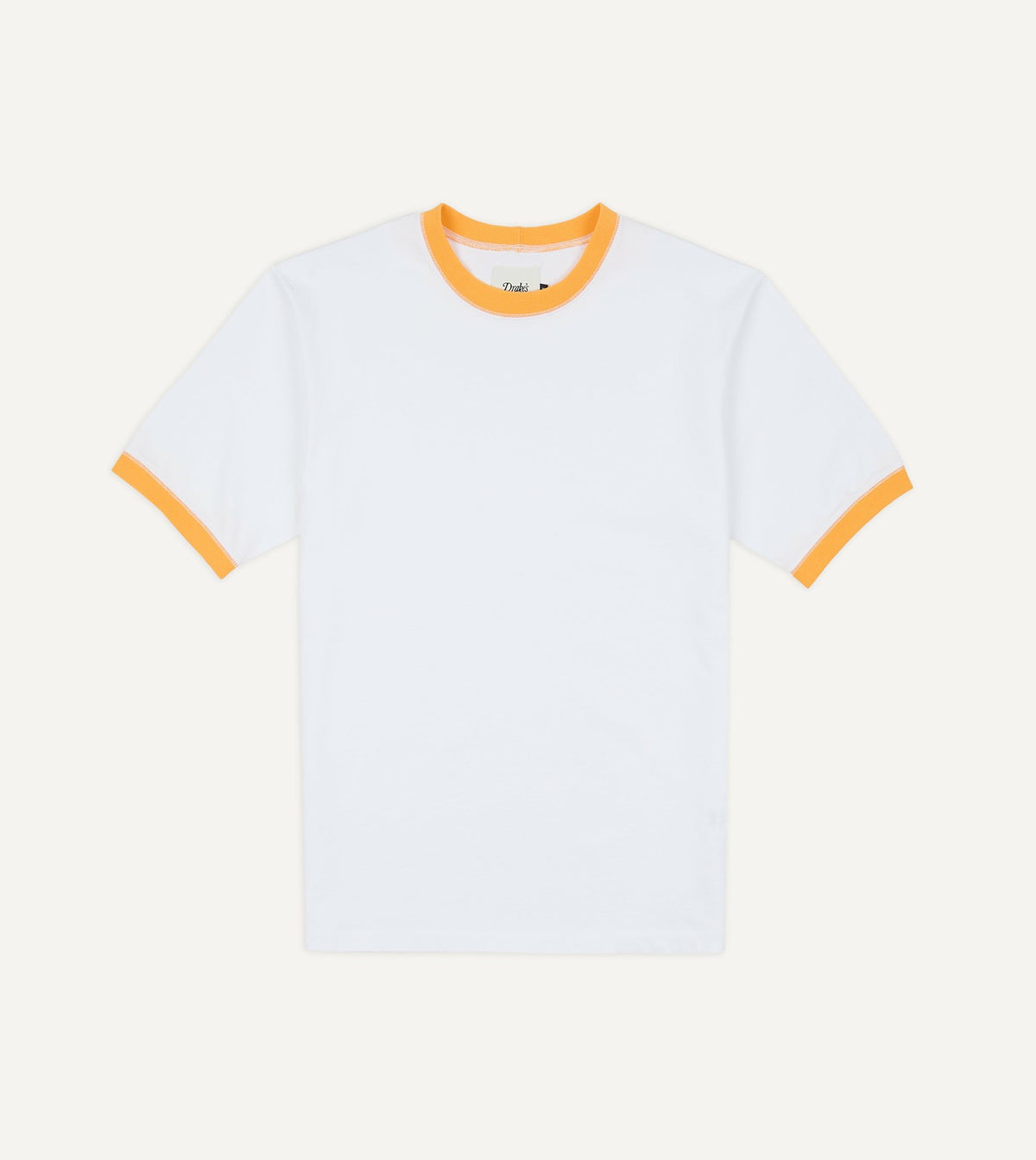 Drake's White and Yellow Tipped Ringer T-Shirt
