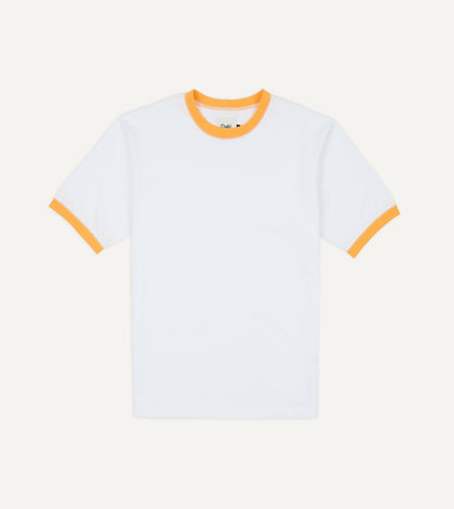 Drake's White and Yellow Tipped Ringer T-Shirt