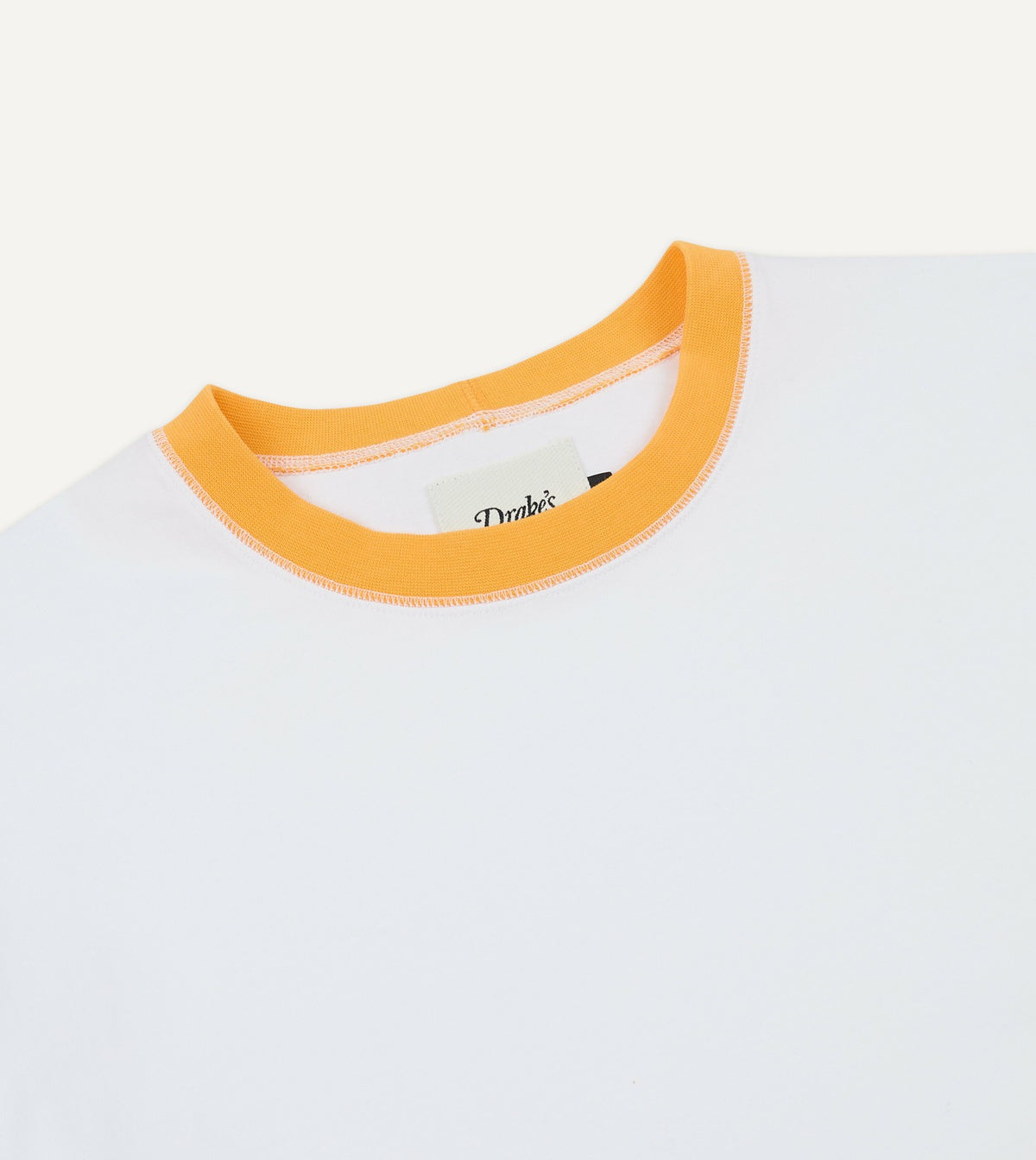 Drake's White and Yellow Tipped Ringer T-Shirt