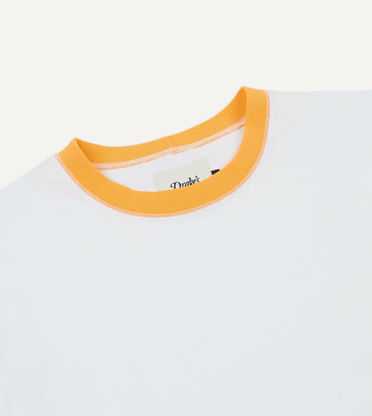 Drake's White and Yellow Tipped Ringer T-Shirt