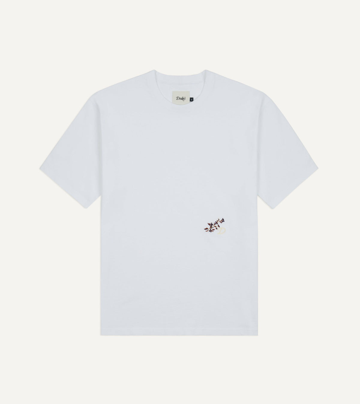 Drake's White 'Blackthorn' Embroidered Short-Sleeve Hiking T-Shirt