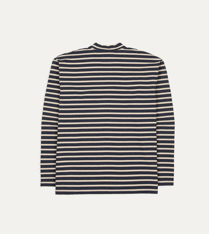 Drake's Indigo and Ecru Breton T-Shirt