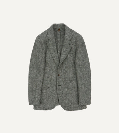 Drake's Grey Herringbone Harris Tweed Games Blazer Mk. VII