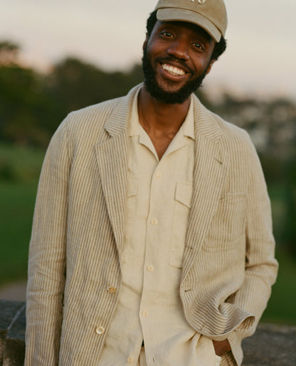 Drake's Brown and Ecru Stripe Oxford Linen Games Blazer Mk. IV