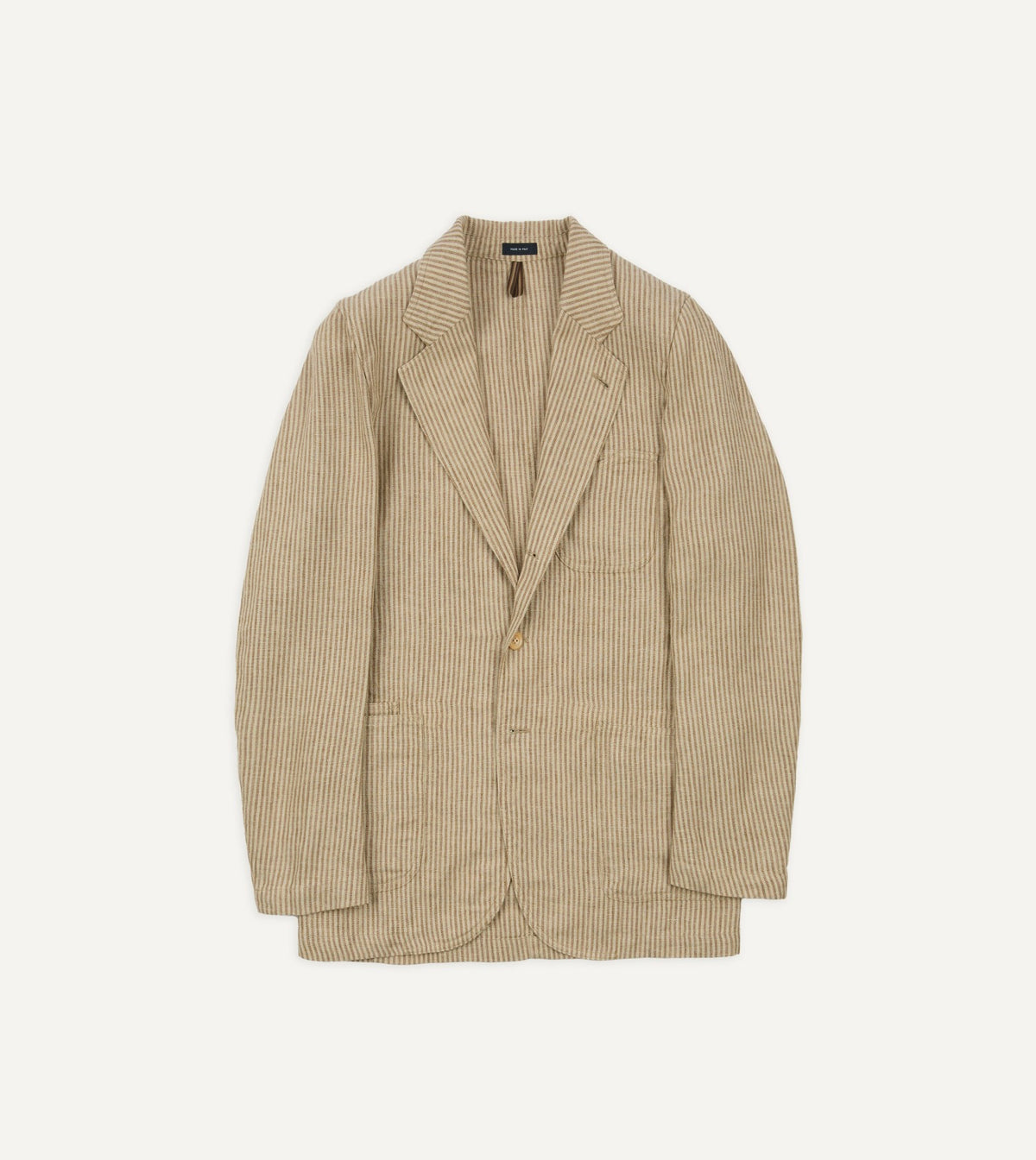 Drake's Brown and Ecru Stripe Oxford Linen Games Blazer Mk. IV